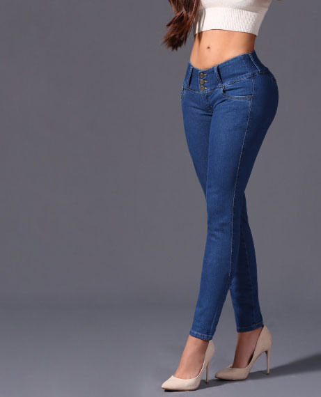 Jeans De Moda Para Mujer Tiro Alto Levanta Cola Bota Tubo