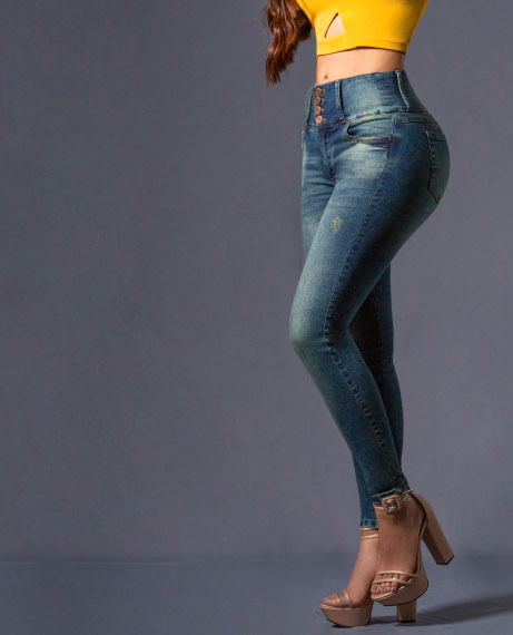 Jeans De Moda Para Mujer Tiro Alto Levanta Cola Bota Tubo